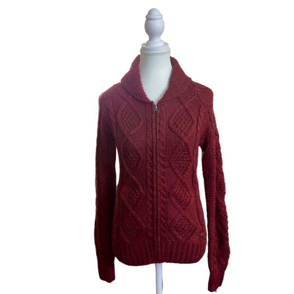 Artizia TNA - Merino wool alpaca cable knit zip up sweater